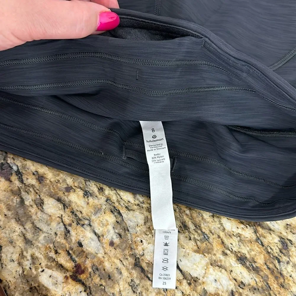 Lululemon Athletica Mid Rise Heathered Black Cropped Leggings Size 8